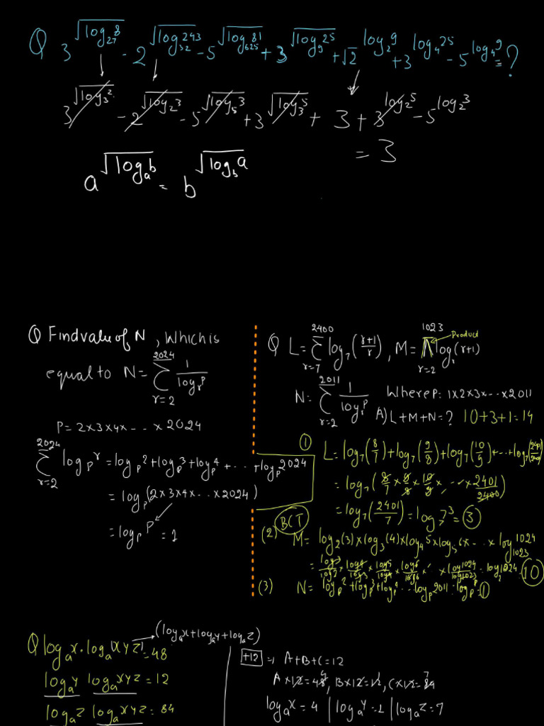 Basic Maths - L-11 (Class Notes) - Questions Based On Log | PDF