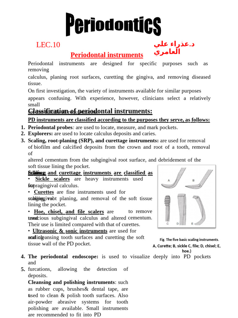 Classification of Periodontal Instruments | PDF | Dentistry | Dentistry ...