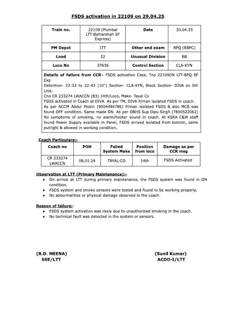 FSDS Activated in 22109 | PDF
