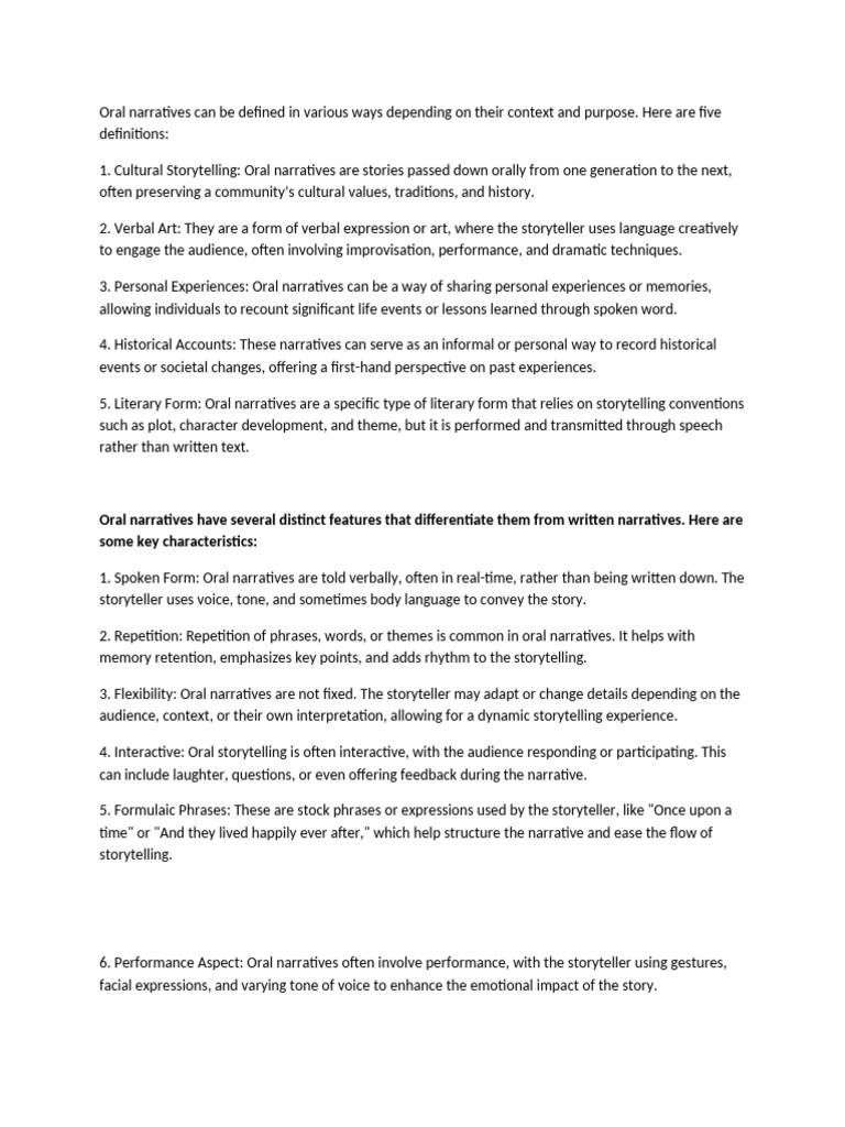 Understanding Oral Narratives | PDF | Narrative | Storytelling