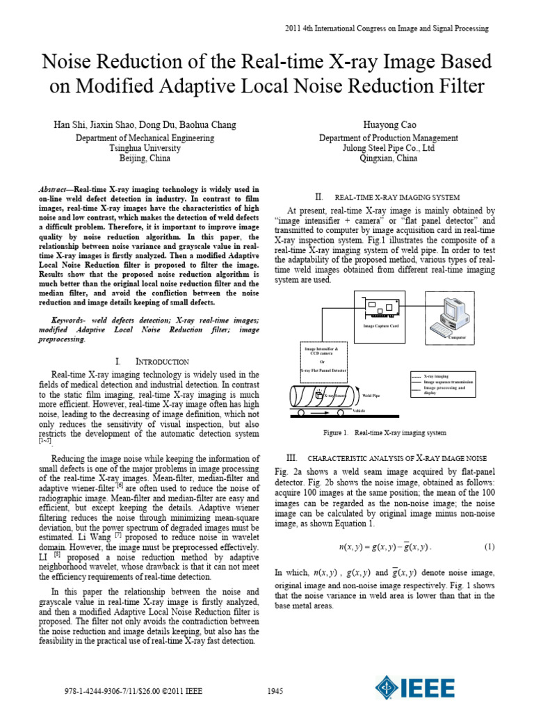 Noise Reduction of The Real-Time X-Ray Image | PDF | Signal To Noise ...