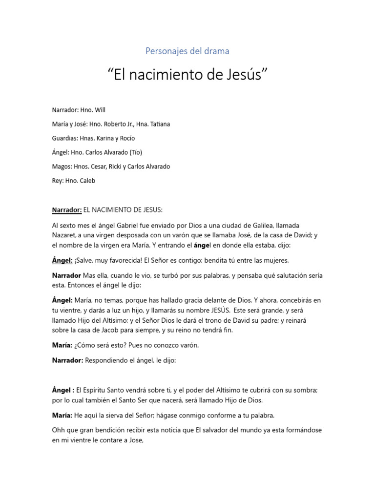 Personajes y trama del nacimiento de Jesús | PDF | María, madre de ...