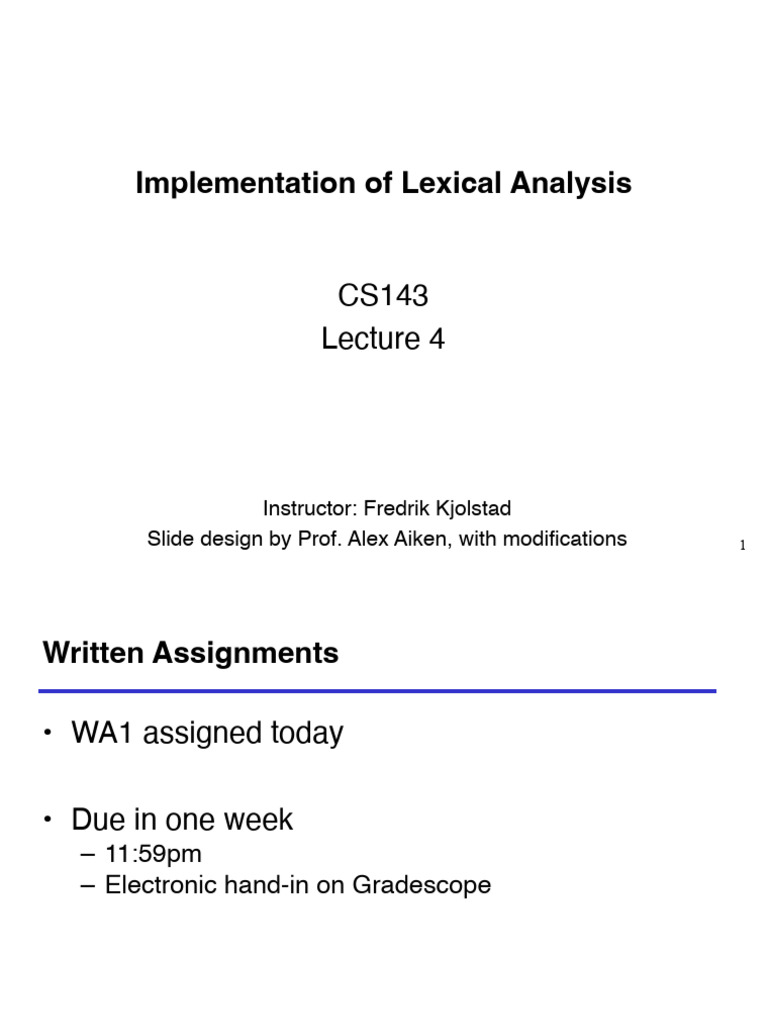 Lexical Analysis and Finite Automata | PDF | Regular Expression ...