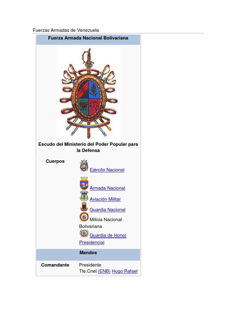 Estructura de la Fuerza Armada Venezolana | PDF | Venezuela | Oficial ...
