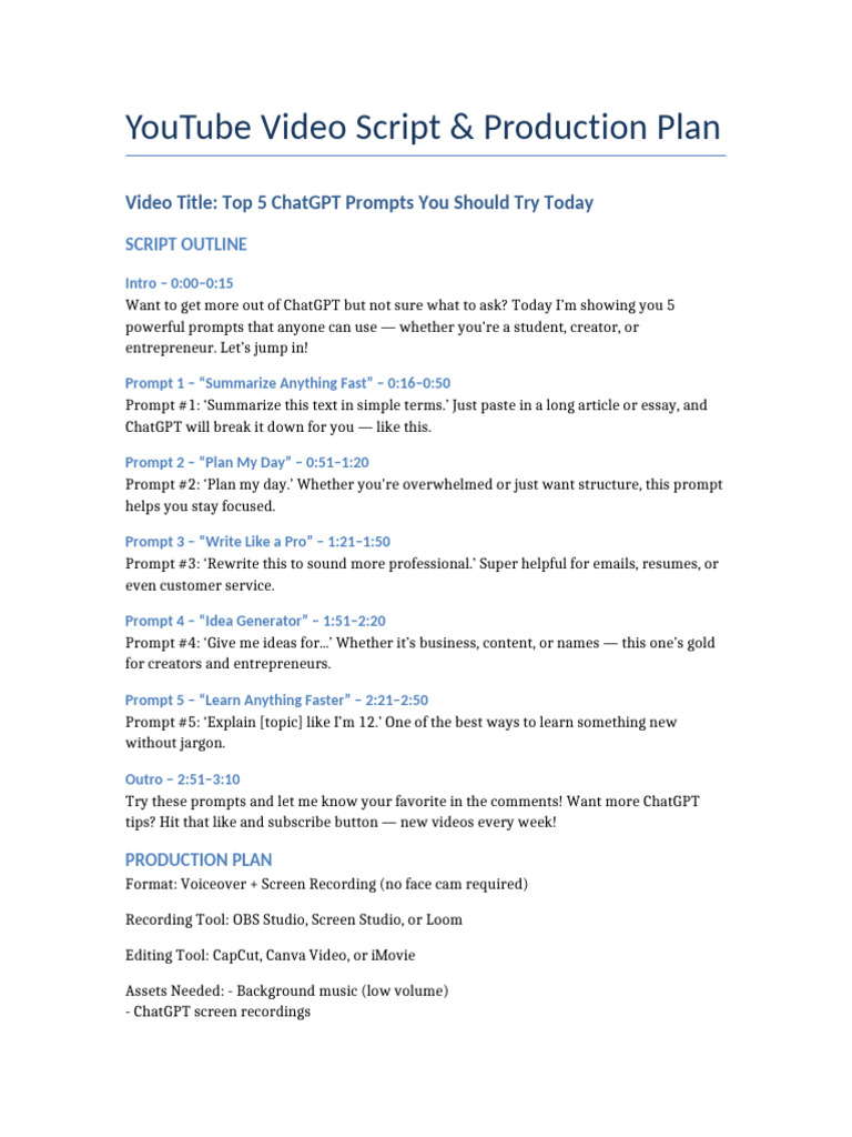 Top 5 ChatGPT Prompts to Try | PDF