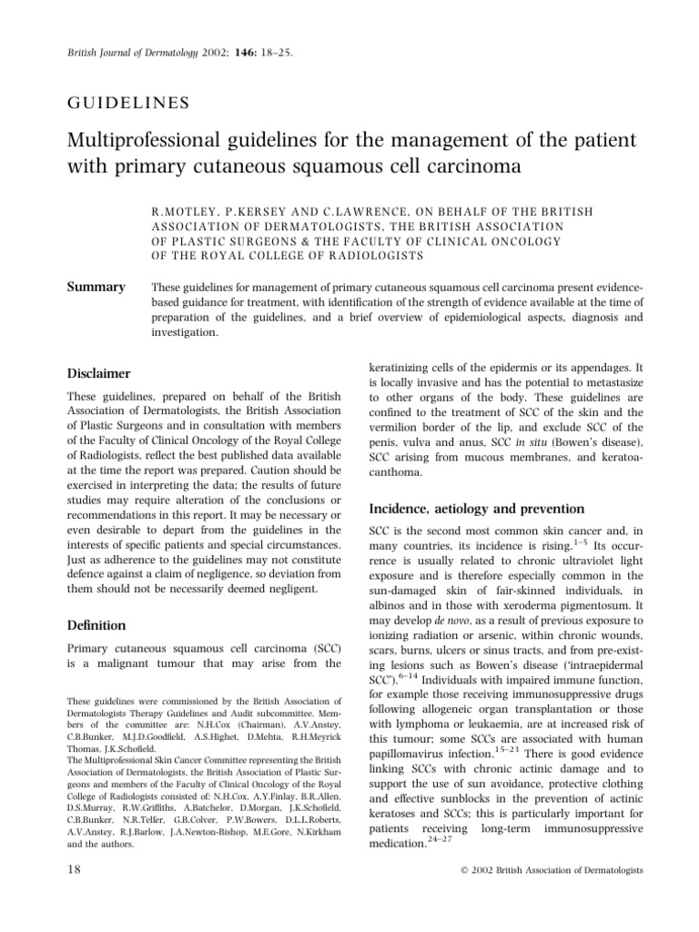SCC Management Guidelines Overview | PDF | Metastasis | Dermatology