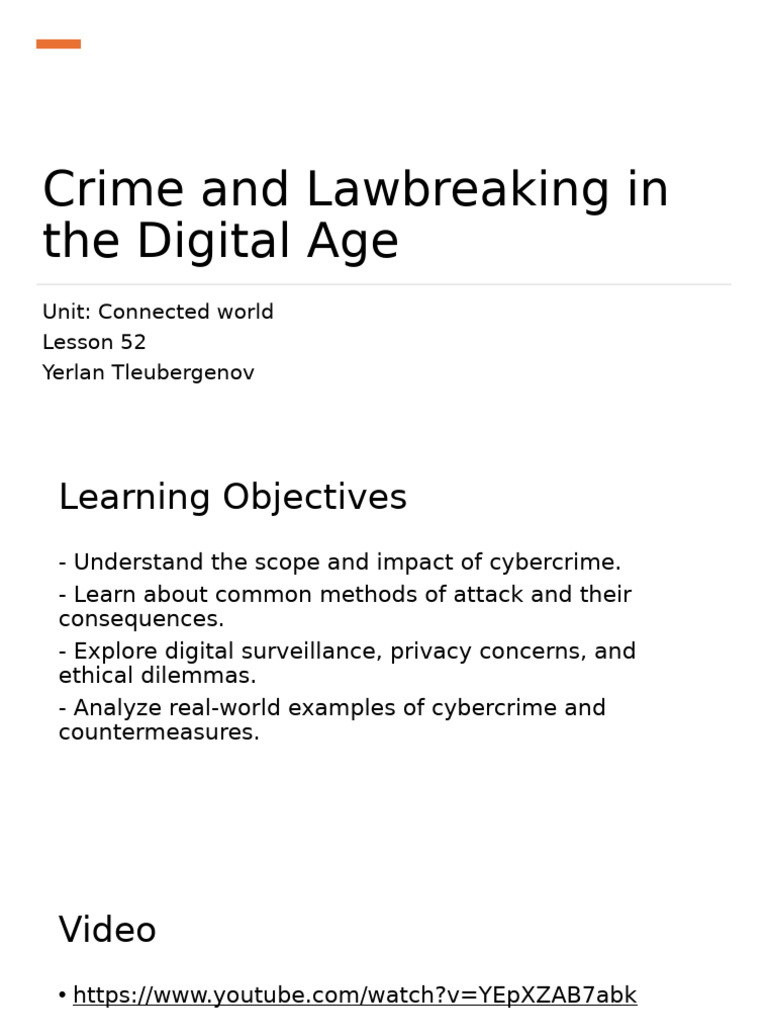 W18 - L1 - Crime and Lawbreaking in The Digital Age | PDF | Cybercrime ...