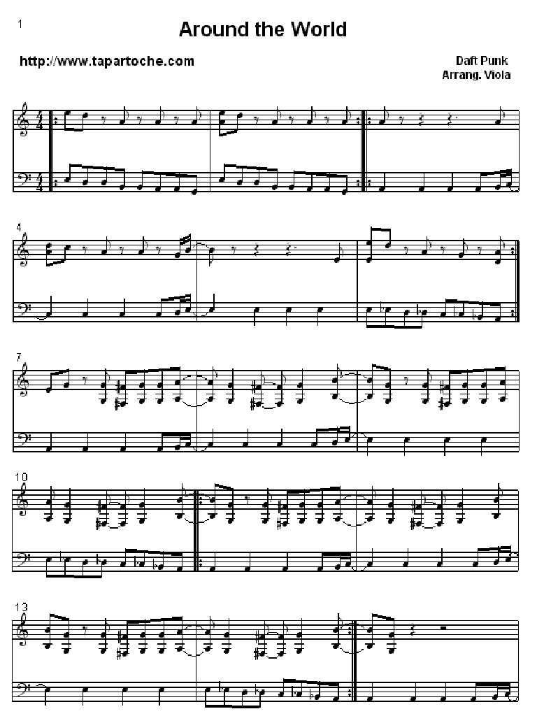PIANO Daft Punk Around The World Entertainment (General)