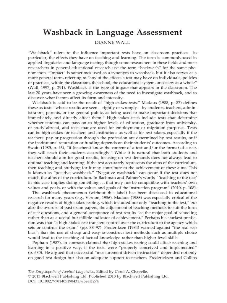 Understanding the Washback Effect | PDF | Educational Assessment | Teachers