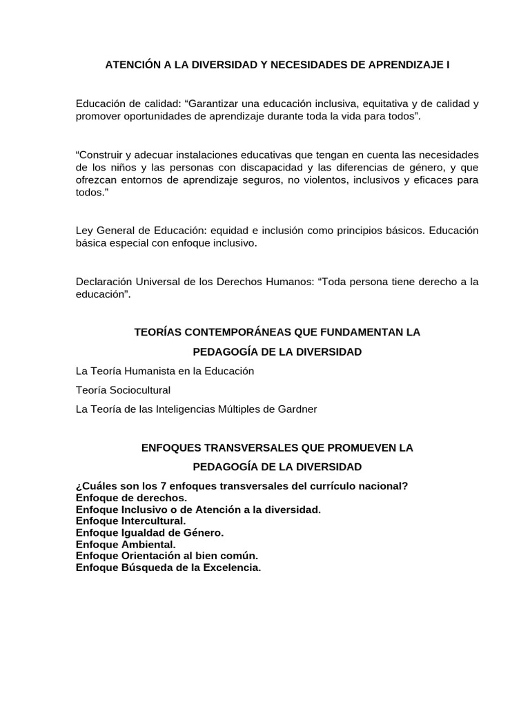 Atención a la Diversidad Educativa | PDF | Plan de estudios | Justicia