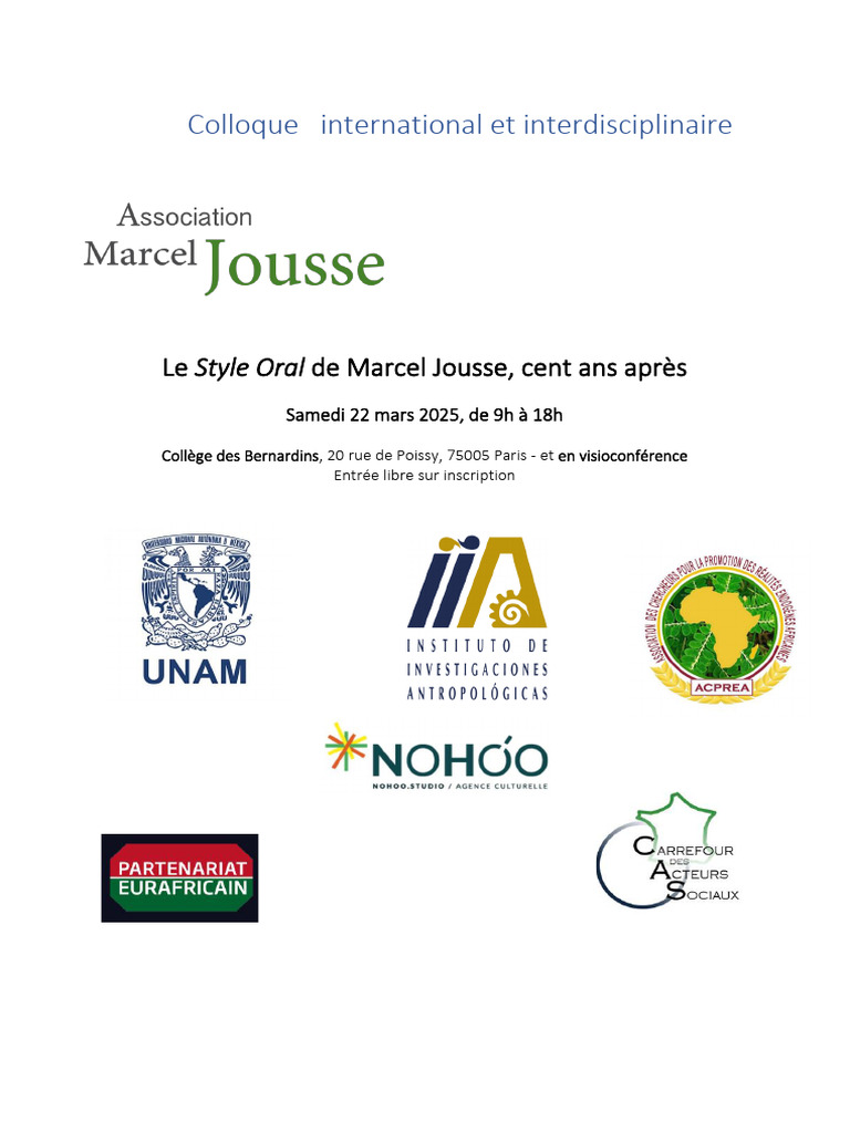 Colloque sur le Style Oral de Jousse | PDF | Anthropologie | Afrique