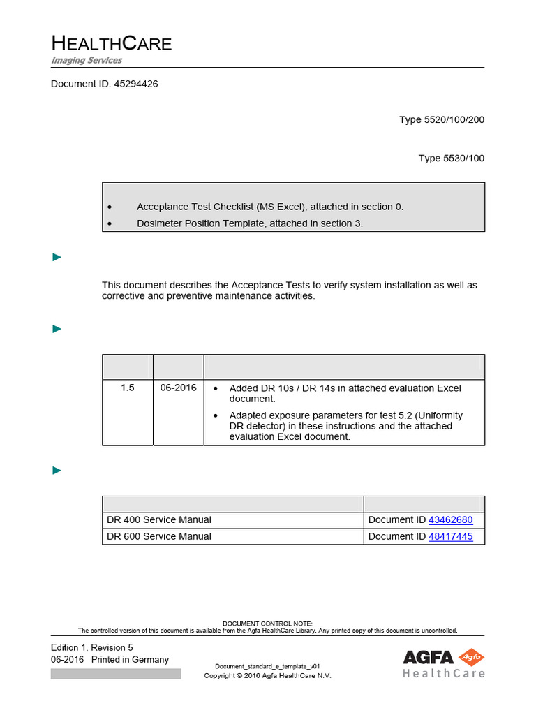 DR 400 DR 600 - Acceptance Test | PDF | X Ray | Image Resolution