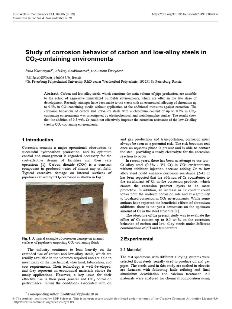 Study of Corrosion Behavior of Carbon and Low-Allo | PDF | Corrosion ...