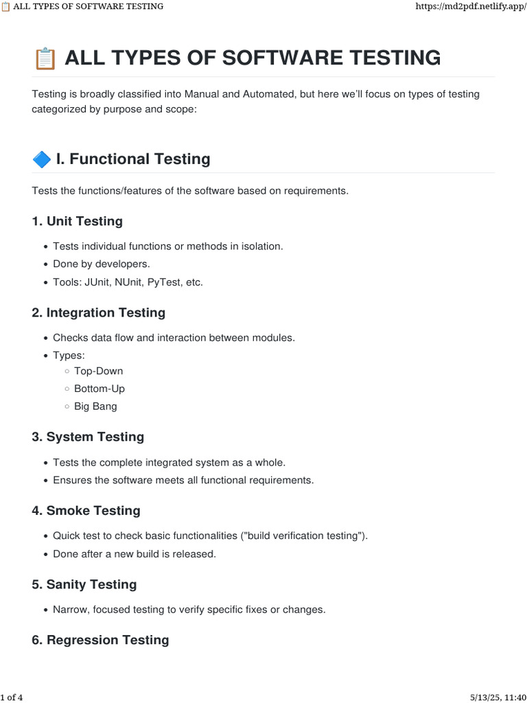 ? ALL TYPES OF SOFTWARE TESTING | PDF | Software Testing | Evaluation