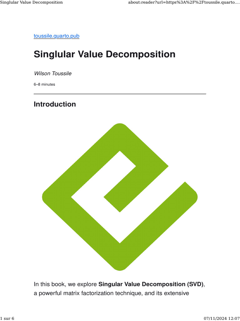 Understanding Singular Value Decomposition | PDF | Matrix (Mathematics ...