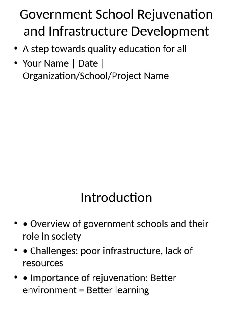 Govt - School - Rejuvenation - Presentation For Use Students | PDF