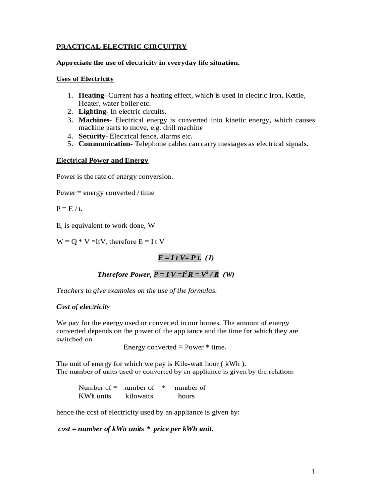 Understanding Practical Electricity Usage | PDF | Ac Power Plugs And ...