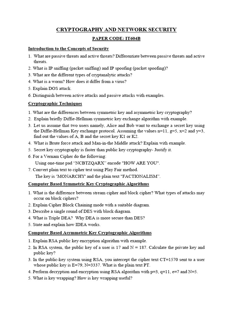 Cryptography and Network Security Overview | PDF | Transport Layer ...