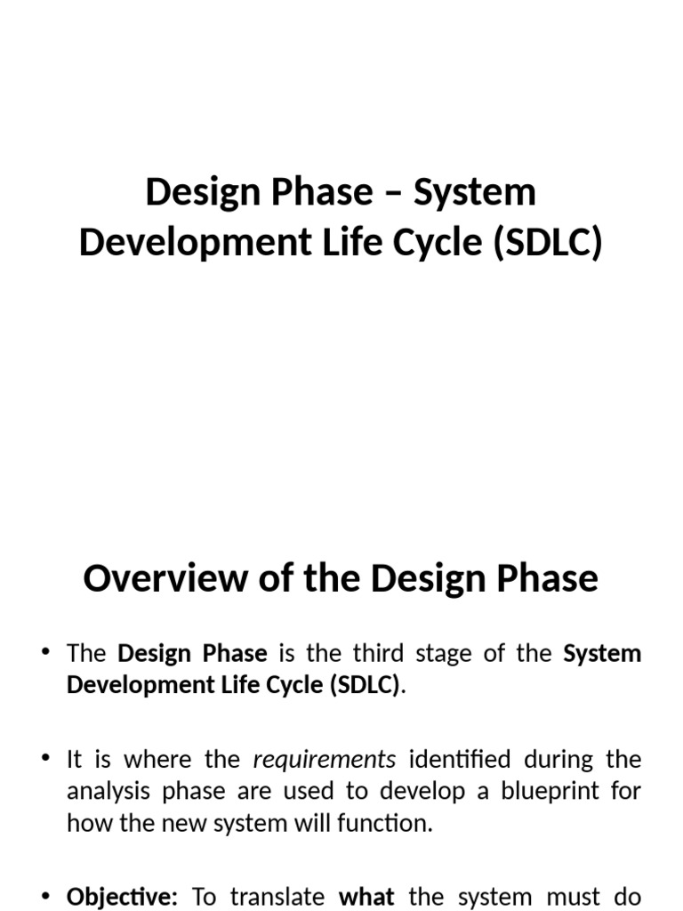 Design Phase in System Development Life Cycle | PDF | Databases ...