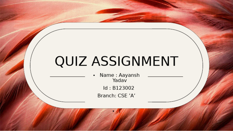 Quiz Assignment | PDF