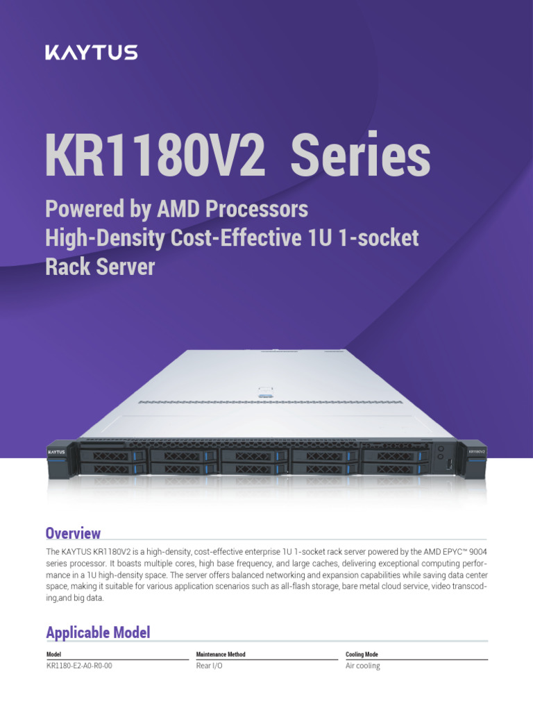 KAYTUS KR1180V2 Server-AMD-2024.05.23 | PDF | Solid State Drive ...