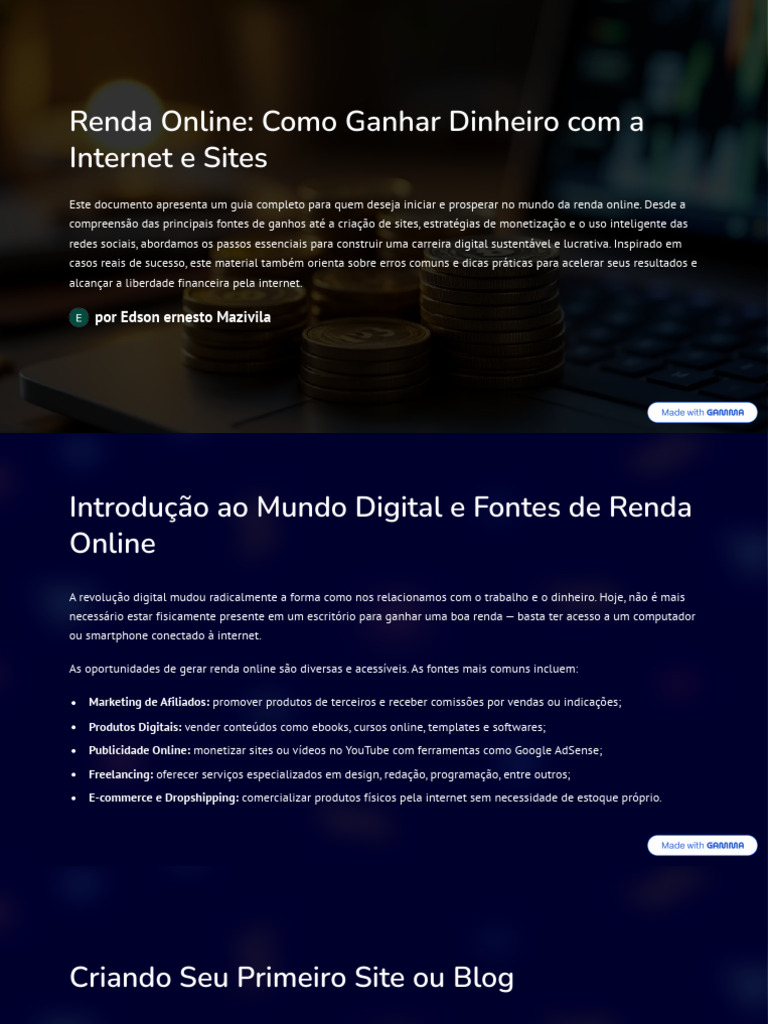 Renda Online Como Ganhar Dinheiro Com A Internet e Sites | PDF ...