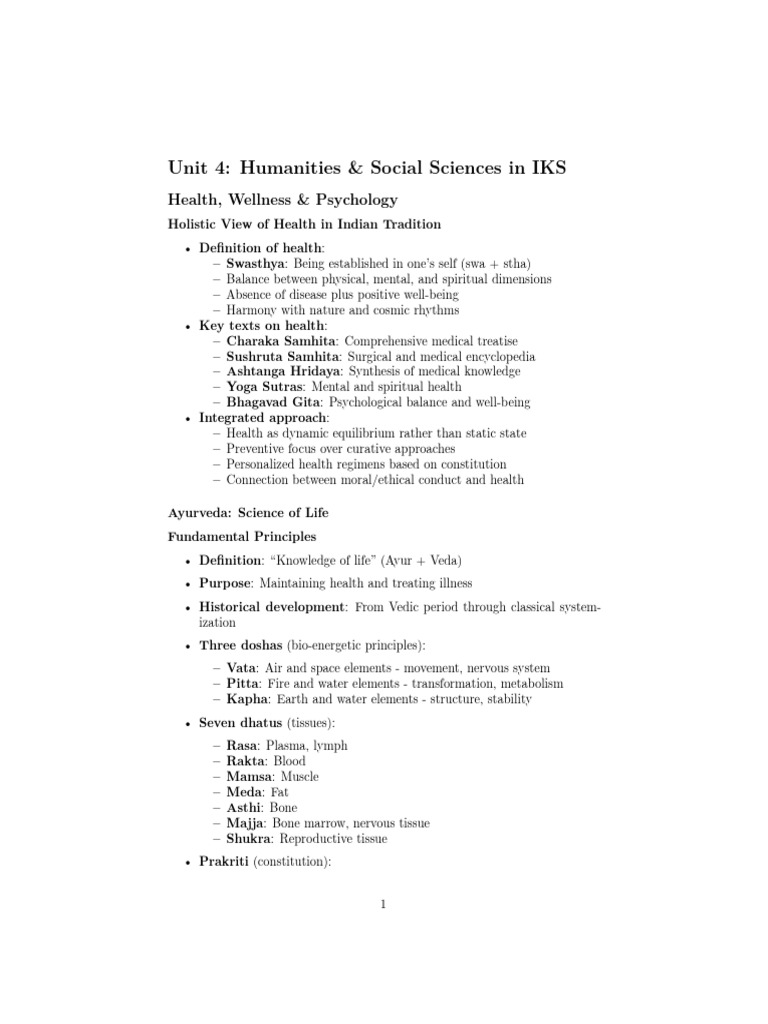 Unit4 Humanities and Social Sciences | PDF | Yoga | Ayurveda