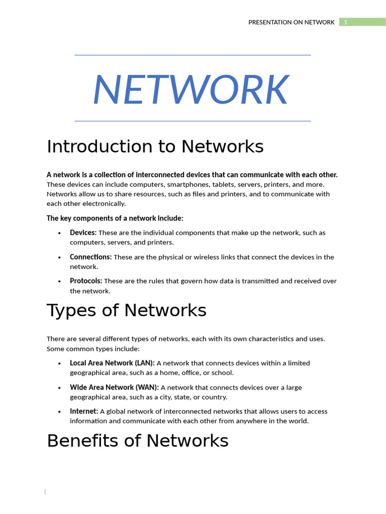 Network Presentation | PDF | Computer Network | Network Topology