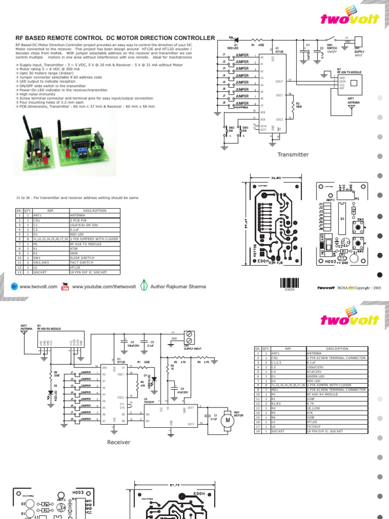 RF Remote Control for DC Motor Direction | PDF | Telecommunications ...
