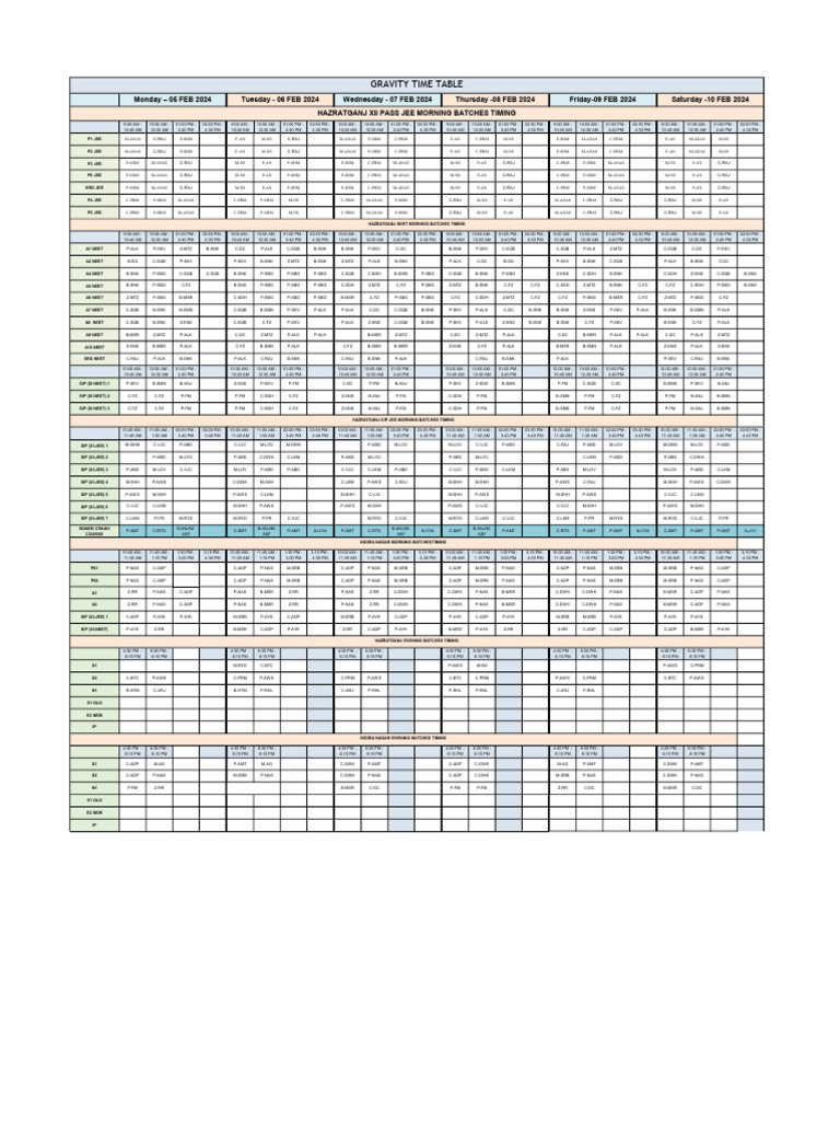 Time Table 05 Feb To 10 Feb | PDF