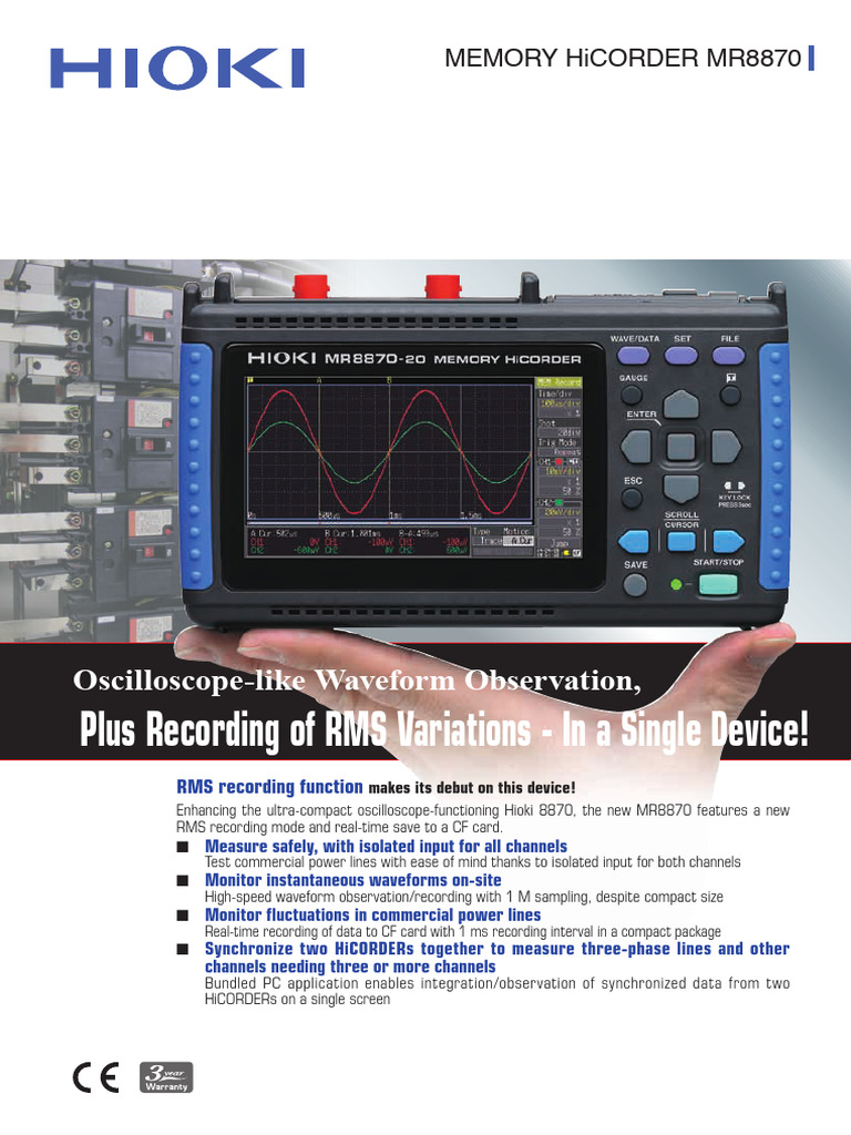 Hioki Memory Hicorder MR8870 - Catalog | PDF | Root Mean Square ...