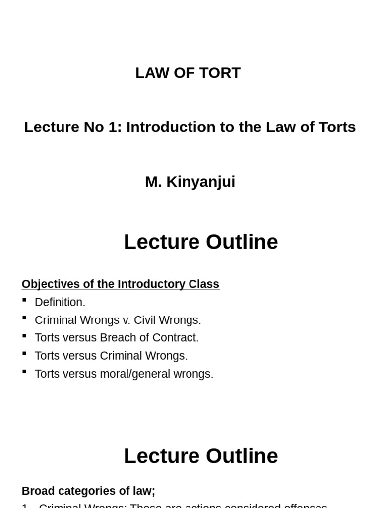 Introduction to Law of Torts Overview | PDF | Tort | Damages