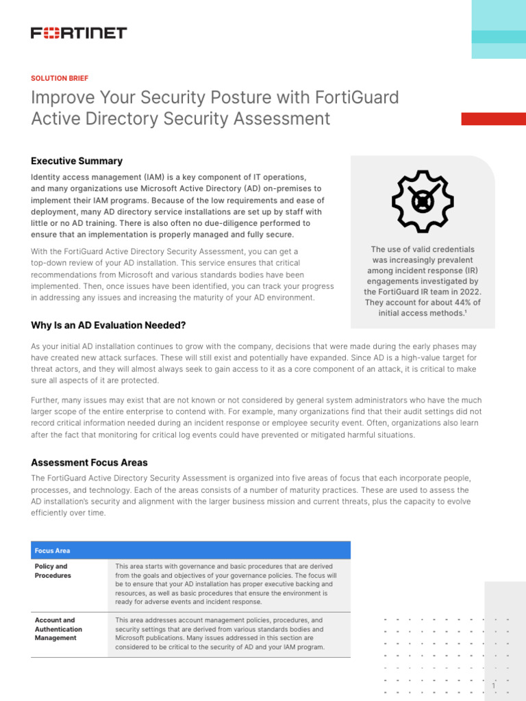 FortiGuard Active Directory Security Assessment | PDF | Computer ...