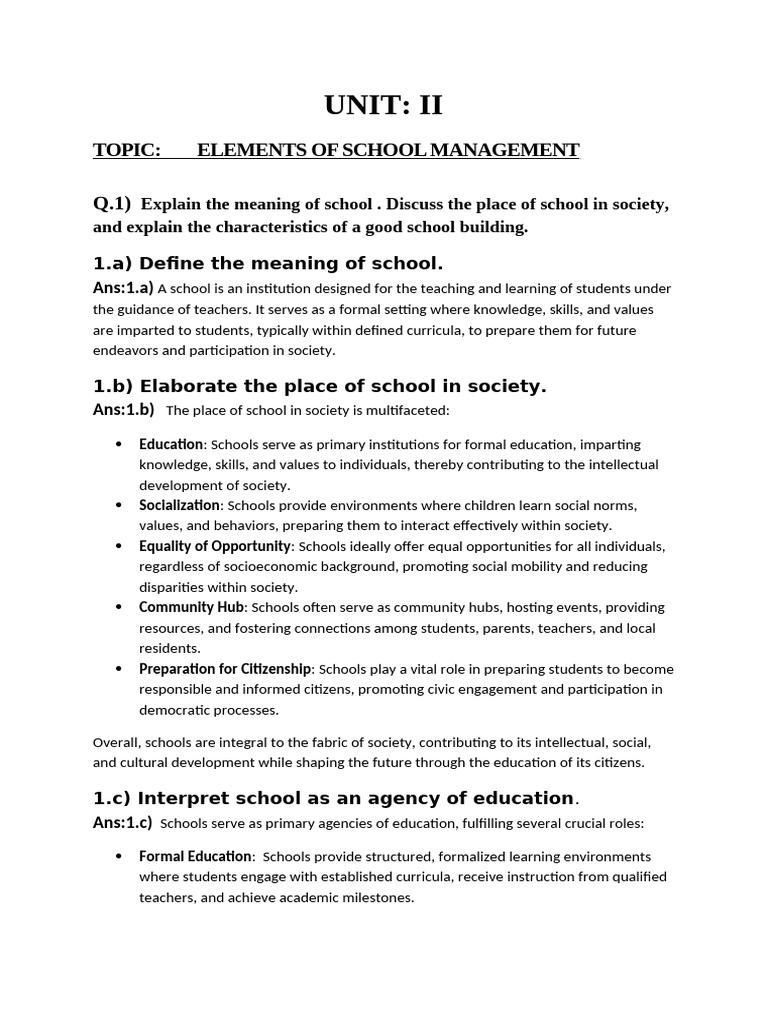 Elements of School Management Explained | PDF | Teachers | Social ...
