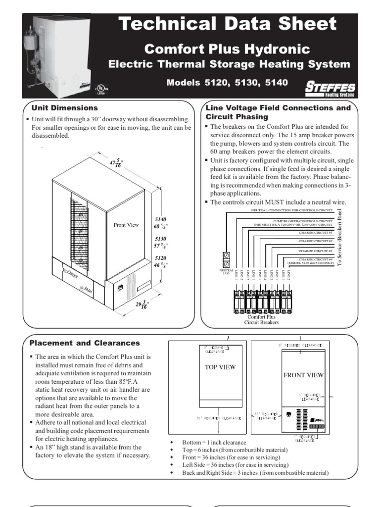Steffes 5100 Tech Data Sheet | Thermostat | Furnace