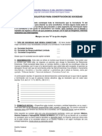 Formato para Solicitar Un Acta Constitutiva