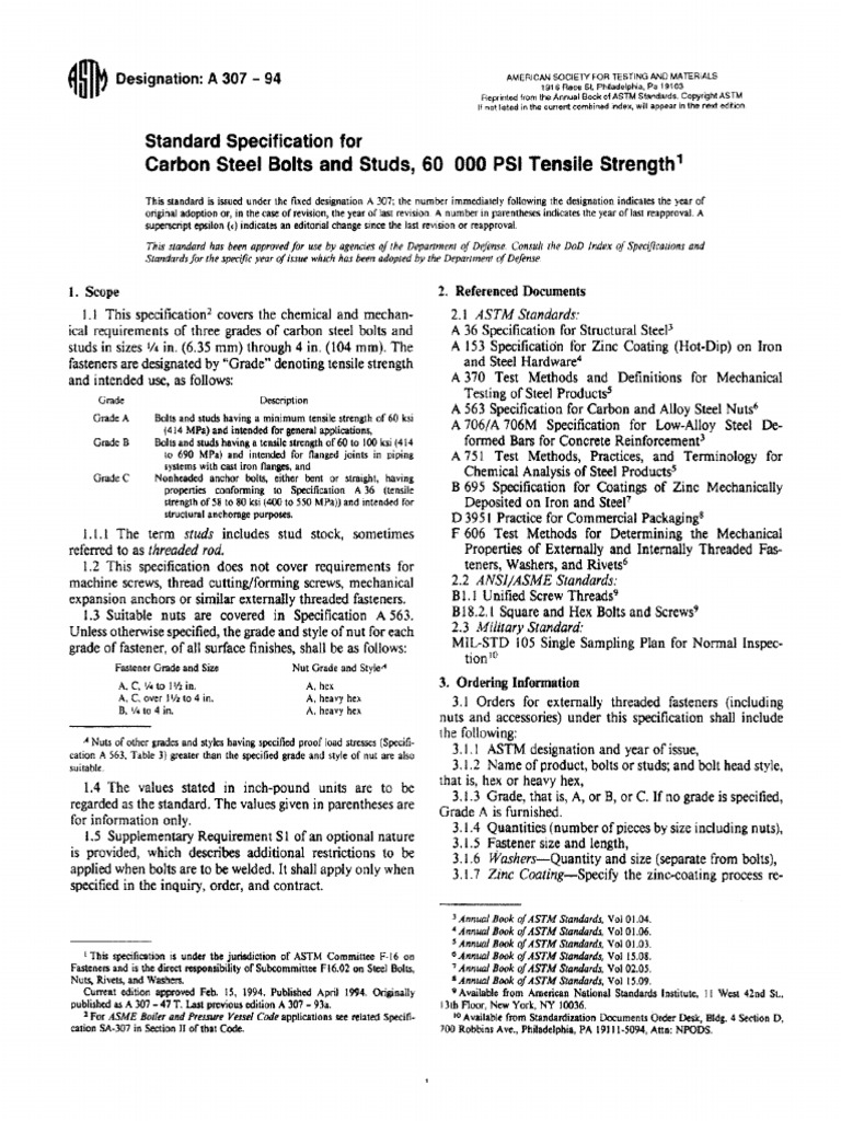 A 307 - 94 | PDF