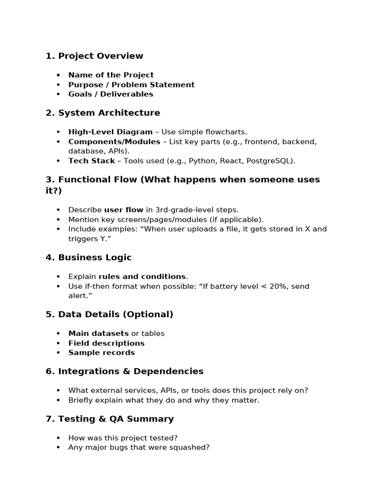 Project Overview and Documentation Guide | PDF