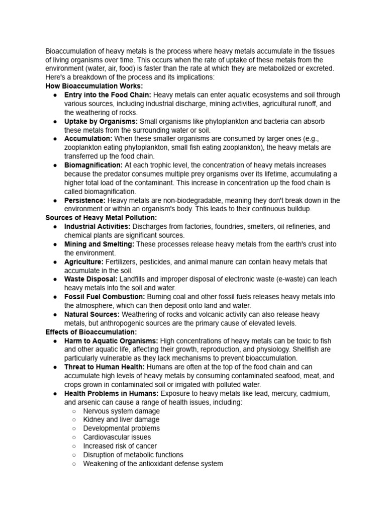 Heavy Metals and Bioaccumulation Risks | PDF | Environmental Science ...