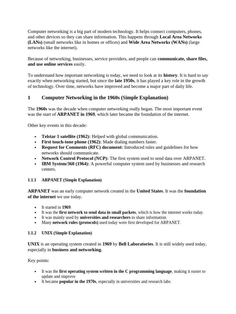History and Evolution of Computer Networking | PDF | Computer Network ...