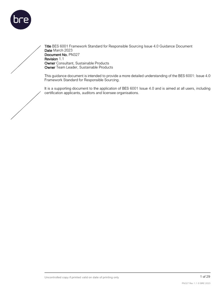 BES 6001 Responsible Sourcing Guidance | PDF | Supply Chain | Business