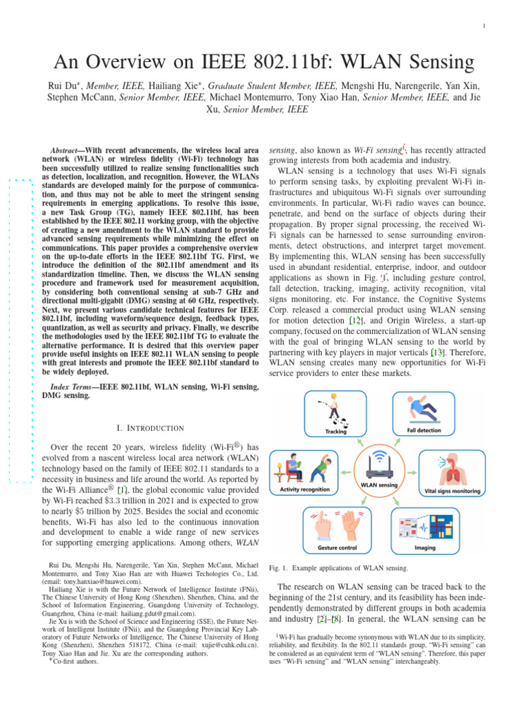 Overview of IEEE 802.11bf WLAN Sensing | PDF | Ieee 802.11 | Wireless Lan