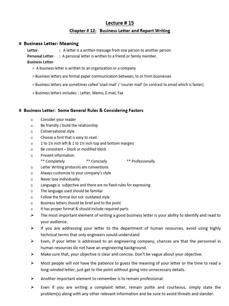 Business Letter Writing Essentials | PDF | Memorandum | Written ...
