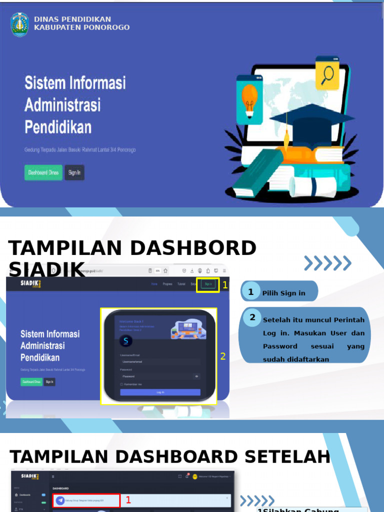 Panduan Login SIADIK Ponorogo | PDF