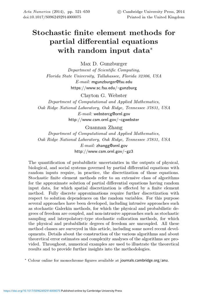 Stochastic Finite Element Methods Overview | PDF | Finite Element ...