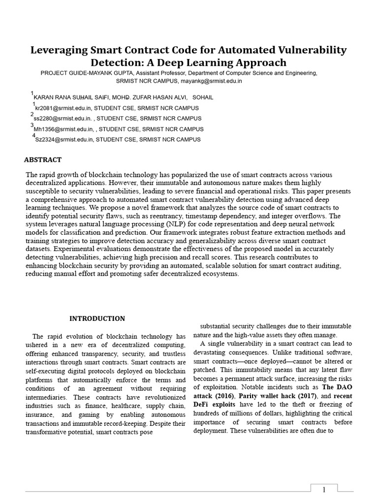 Smart Contract Vulnerability Detection AI | PDF | Machine Learning ...