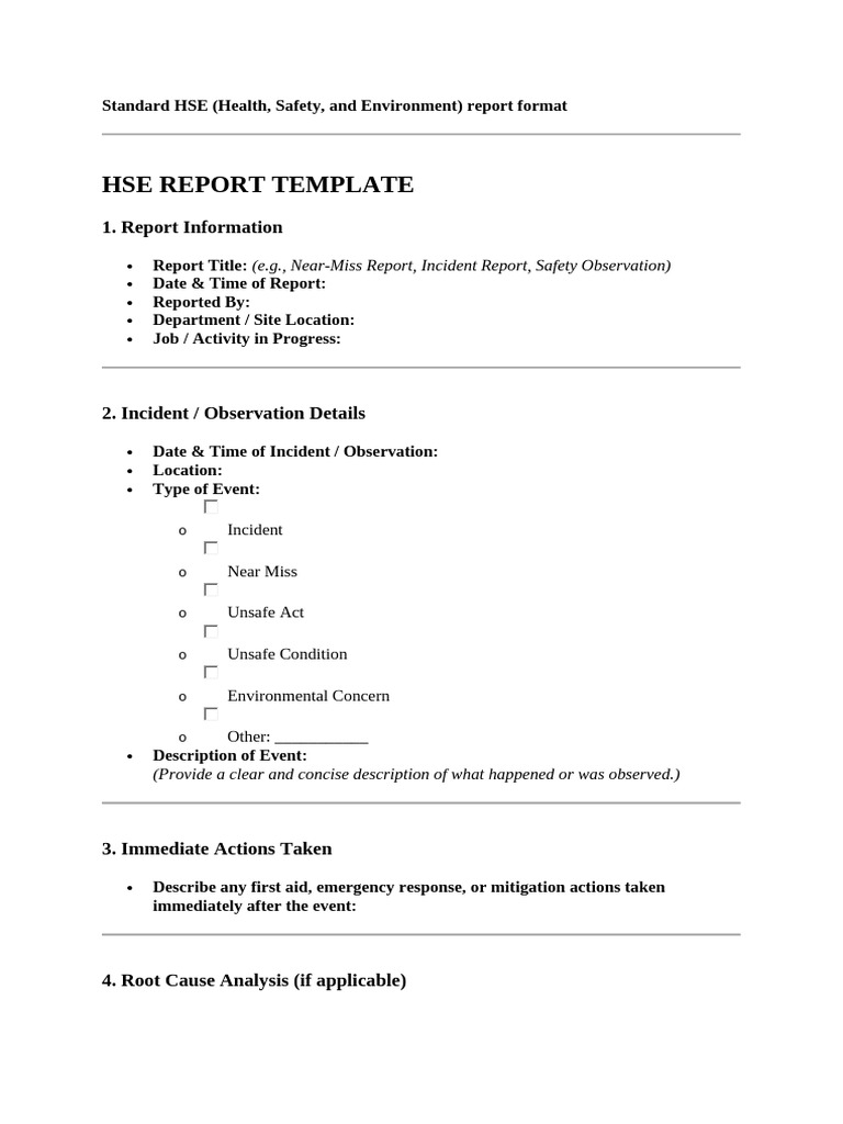 HSE Report Template Guide | PDF