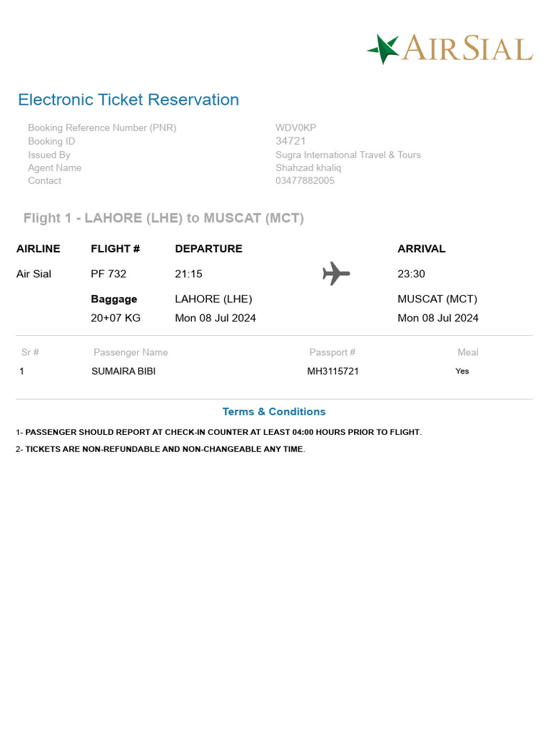 Electronic Ticket Confirmation for Flight | PDF