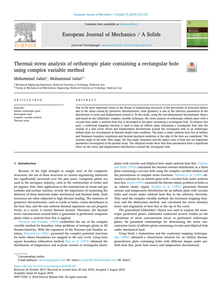 Thermal Stress in Orthotropic Plates | PDF | Stress (Mechanics) | Fracture