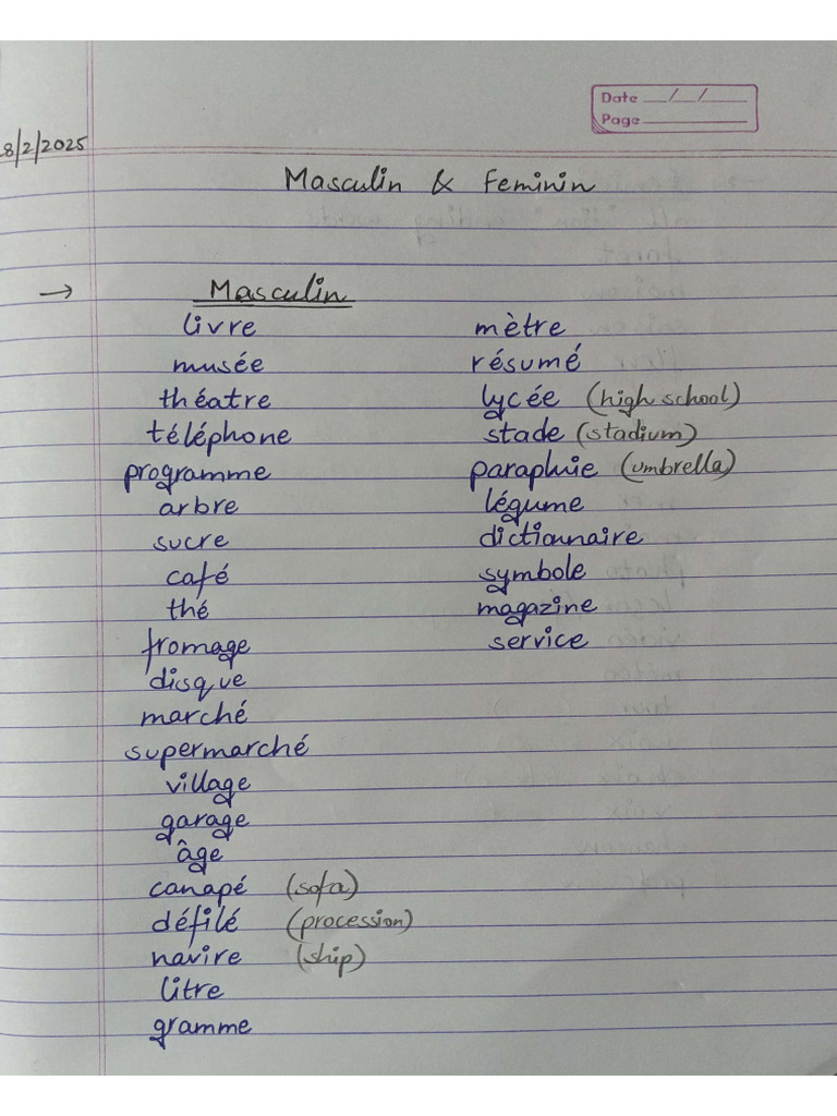 French Notebook Work | PDF